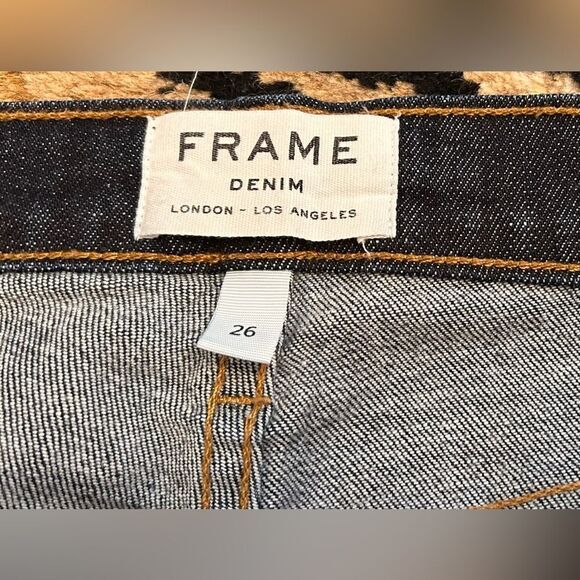 FRAME Denim 9 Le High Straight Reverse Step Hem Jeans 26 Raw Edge Ankle Crop - Picture 6 of 14